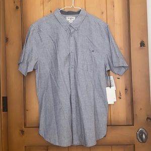 New Billabong Chambray Short Sleeve Button Down